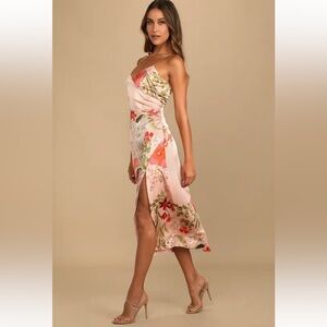 Lulu’s pink floral Midi Dress size S